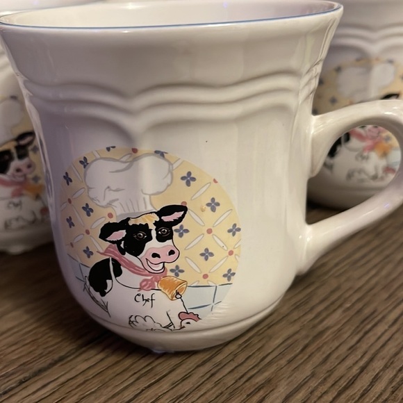 Set Of 3 Vintage Newcor "Kitchen Kow Chef"Stoneware Cups -8 Oz​ - Picture 2 of 2